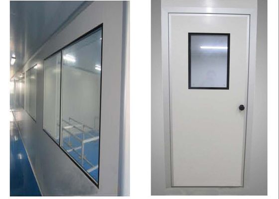 Yellow Pharmaceutical Clean Room Door 40mm thick Single Leaf Swing Door 304 SS Hinge