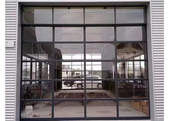 Frosted Insulated Modern Glass Garage Doors Tempered 220V Aluminum Alloy