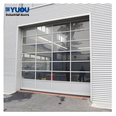 Frosted Insulated Modern Glass Garage Doors Tempered 220V Aluminum Alloy